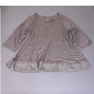 Apt 9 Modern Essentials Tunic Top Womens‎ 3X V-Neck 3/4 Sleeve Layered Hem Taupe